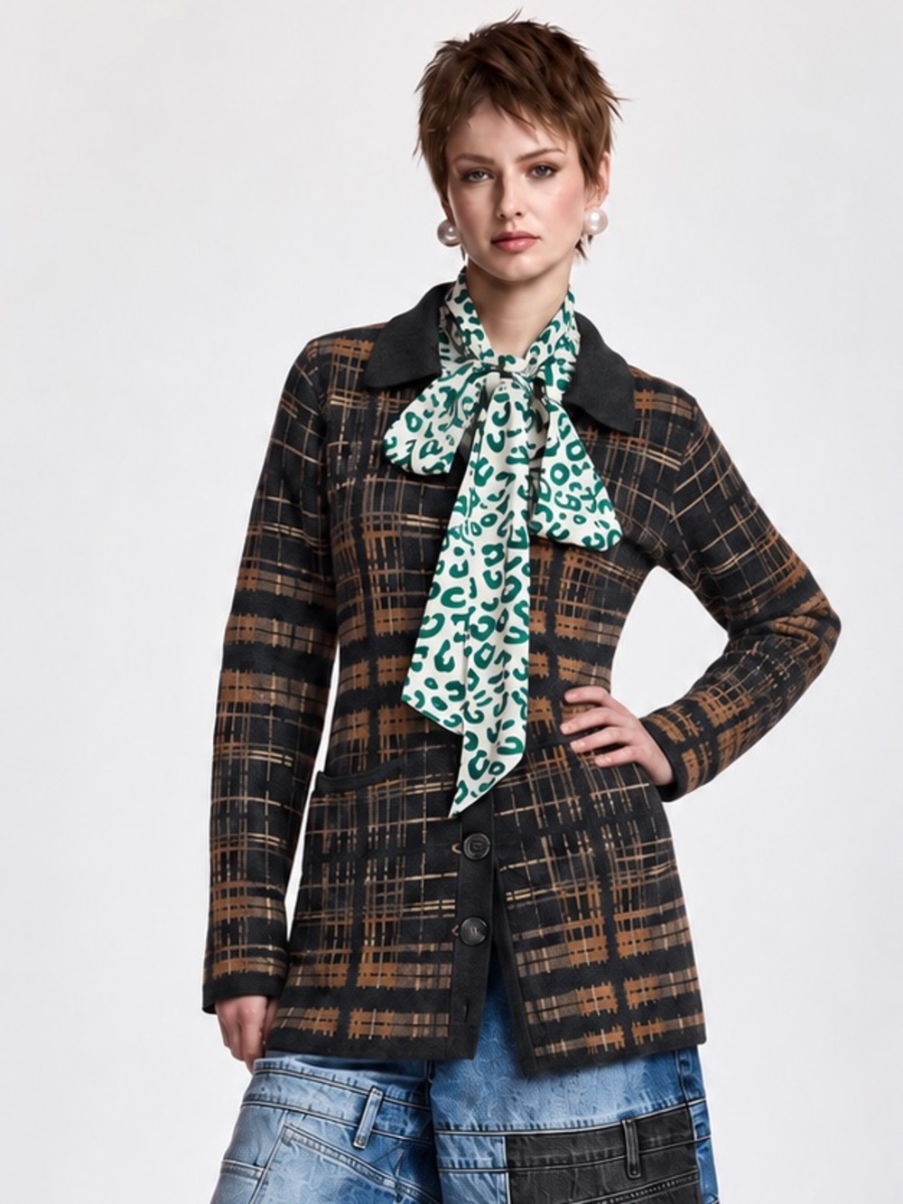 Pendleton 100% Merino Wool Plaid Longline Cardigan Sweater Jacket S